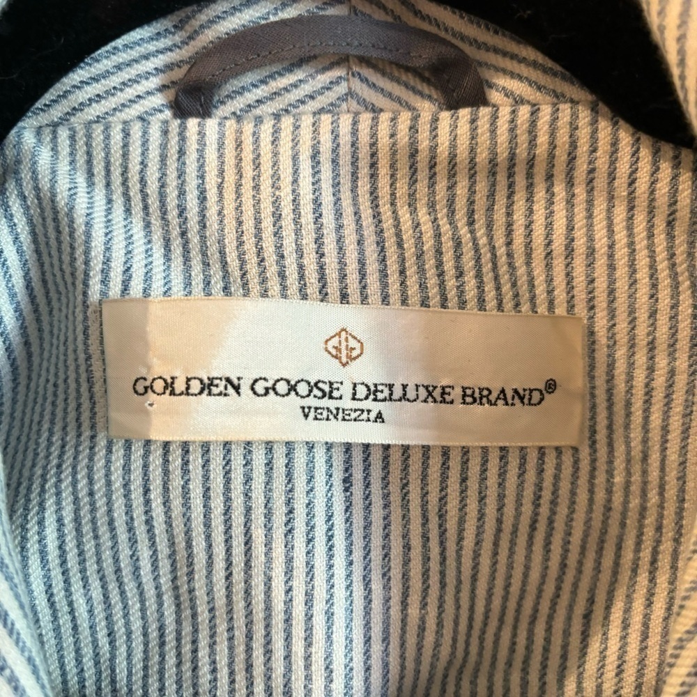 GOLDEN GOOSE DELUX COLLECTION Sz L Pin Stripe 100% Linen Lined Seersucker - Picture 5 of 11
